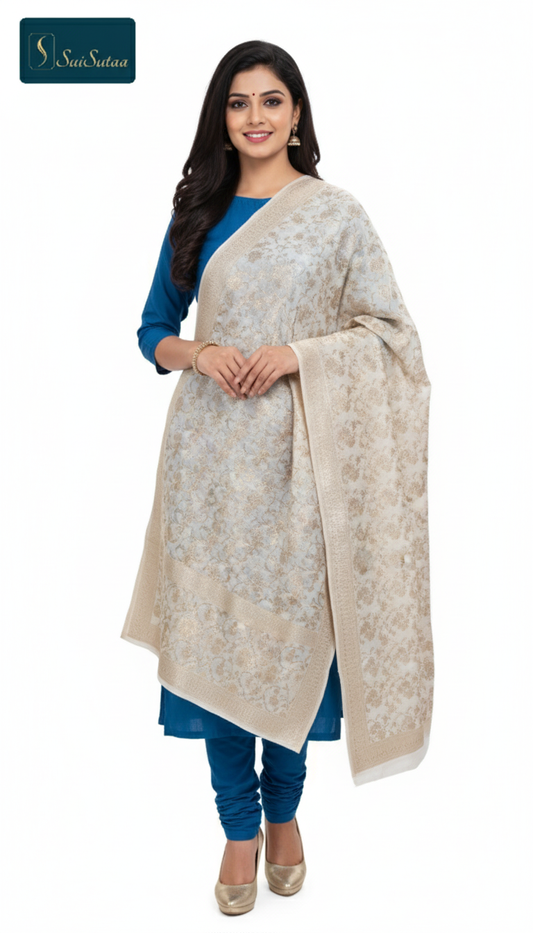 Dyeable broket Silk Dupatta