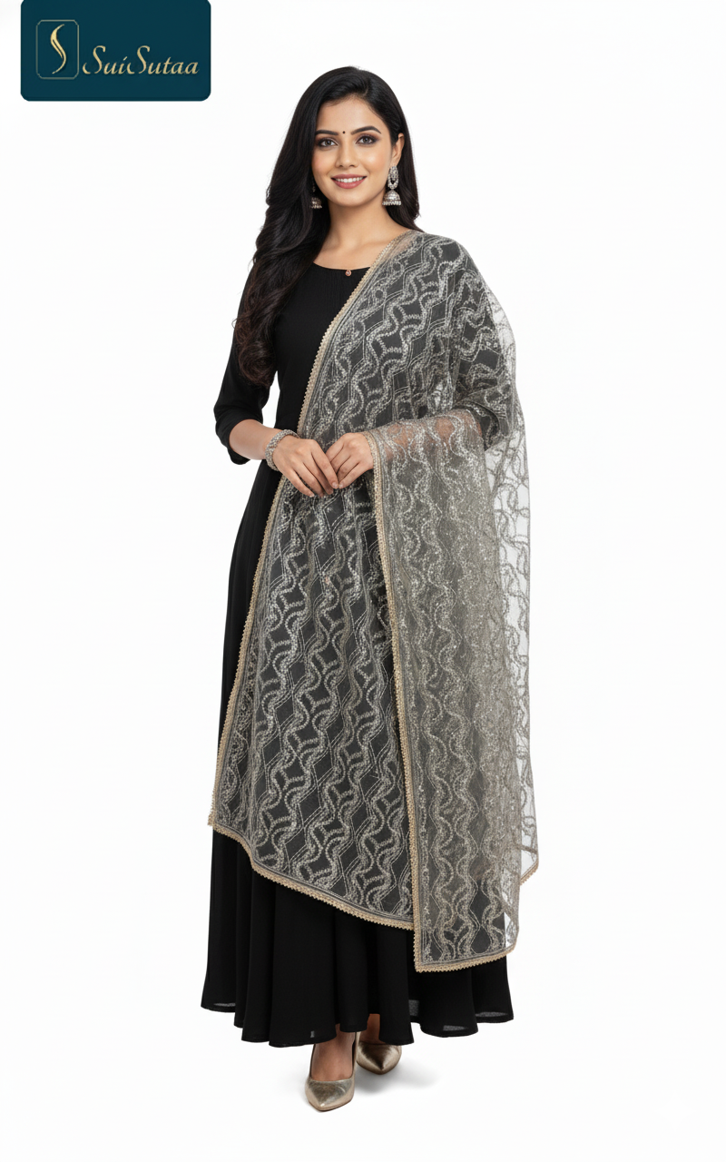 Net sequence work Dupatta